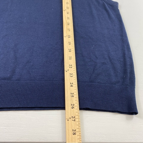 Polo Ralph Lauren Men's V Neck Navy and‎ White Cotton Vest Shirt Sz L - Picture 9 of 10